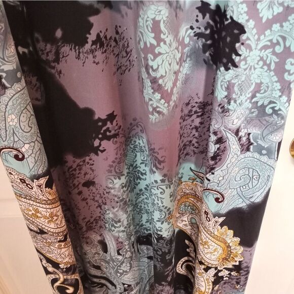 Essentials By Milano Sz M Womens Maxi Dress Paisley Green Beads Spaghetti - Picture 9 of 13